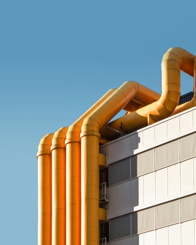 Industrial pipe rack at petrochemical facility